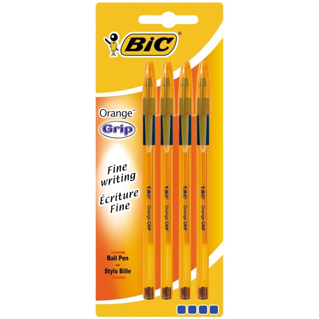 B i c. Ручка BIC Orange Grip. BIC ручка оранж, тонкая линия, син, (пак. 4шт). Ручка шариковая BIC Orange Grip Fine. Ручки шариковые BIC Orange Grip 4 цвета.