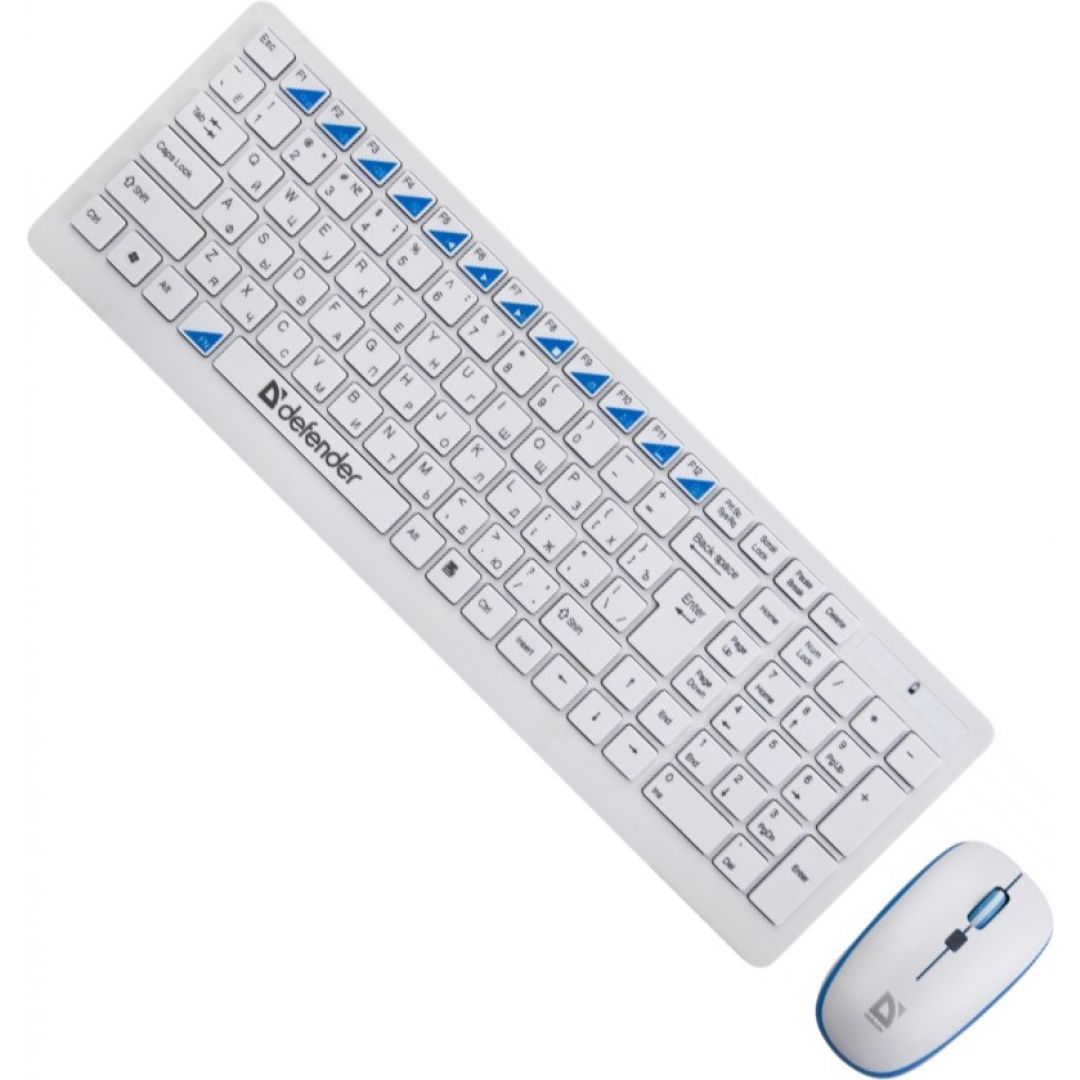 Набор беспроводной (клавиатура+мышь) Defender Skyline 895 Nano (white-blue)