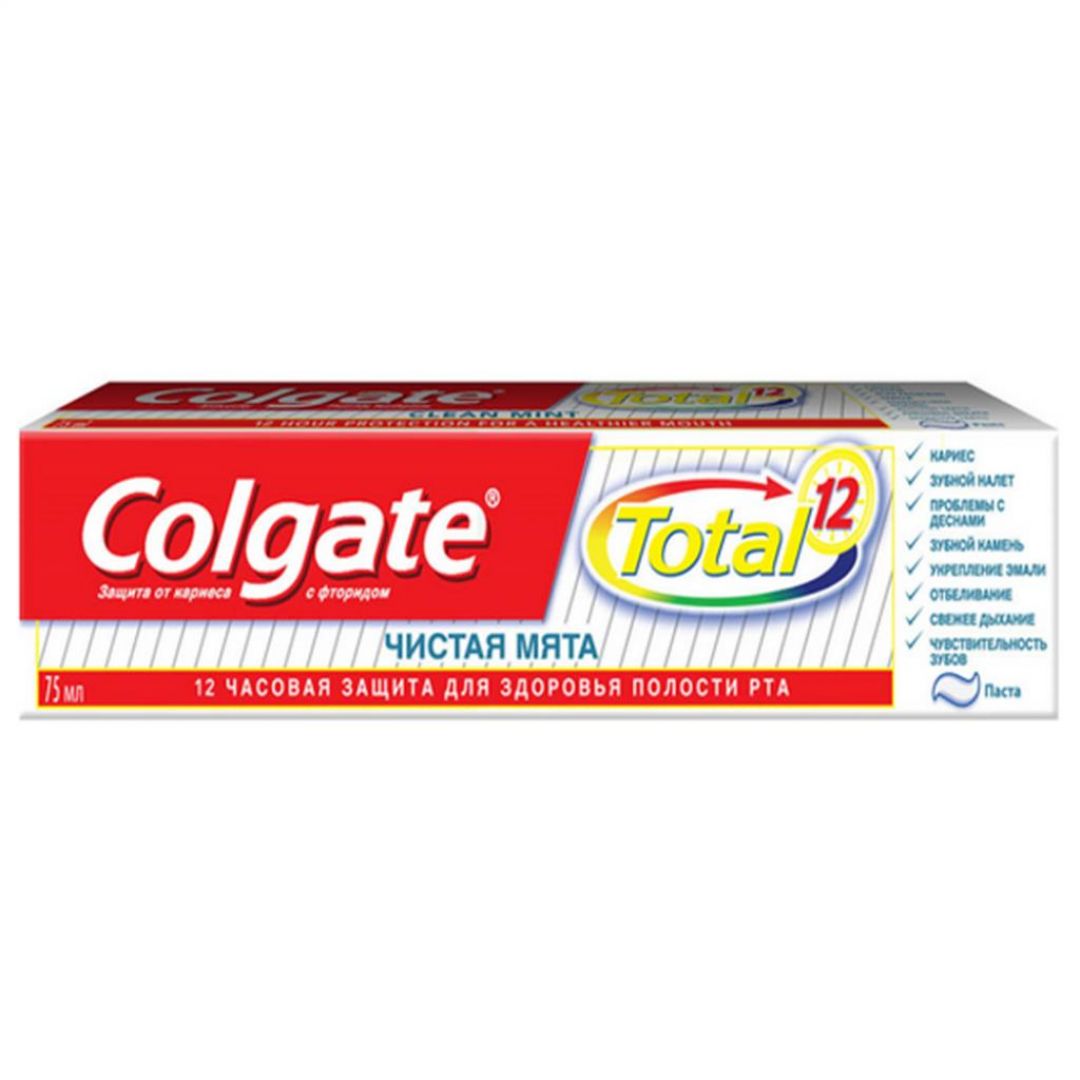 Зубная паста 75 мл. Колгейт тотал 12 чистая мята 75мл. Зубная паста Colgate total 12 