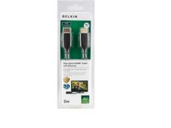 HDMI-спліттер Кабель BELKIN HDMI AM/AM High Speed w/Ethernet 2м, BLACK,GOLD (F3Y021bt2M) | Фото 1