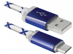 DEFENDER USB08-03LT USB(AM)-MicroBM BlueLED backlight 1m (87555) | Фото 1