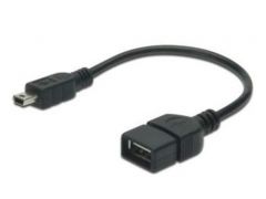 DIGITUS USB 2.0 (AF/miniB) OTG 0.2m Black