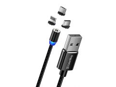 COLORWAY 3в1 (Lightning+MicroUSB+Type-C) Magnetic 2.4А 1м черний | Фото 1