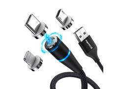 COLORWAY 3в1 (Lightning+MicroUSB+Type-C) Magnetic Data/Quick Charge 2.4А 1м чорний | Фото 3