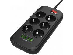 COLORWAY 6 розеток/4USB Black 2M | Фото 3