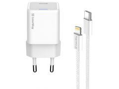 ColorWay GaN Mini 20W PD Port PPS USB-C білий cable Lightning | Фото 1