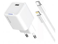 ColorWay GaN Mini 20W PD Port PPS USB-C білий cable Lightning | Фото 2