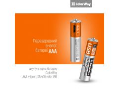 COLORWAY microUSB AAA/HR03 Li-Pol 400 mAh BL 2шт (CW-UBAAA-01) | Фото 2