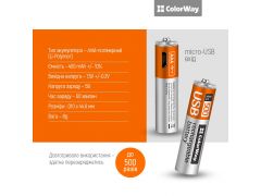 COLORWAY microUSB AAA/HR03 Li-Pol 400 mAh BL 2шт (CW-UBAAA-01) | Фото 3