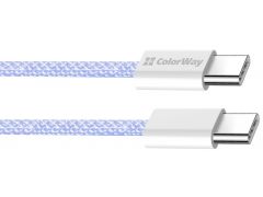 COLORWAY Type-C - Type-C (braided cotton) (PD Fast Charging 60W) 3.0А 1м фіолетовий | Фото 2