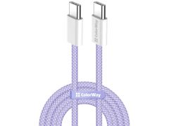 COLORWAY Type-C - Type-C (braided cotton) (PD Fast Charging 60W) 3.0А 1м фіолетовий | Фото 3