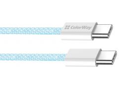 COLORWAY Type-C - Type-C (braided cotton) (PD Fast Charging 60W) 3.0А 1м синій | Фото 3