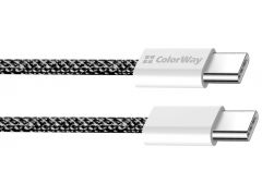 COLORWAY Type-C - Type-C (braided cotton) (PD Fast Charging 60W) 3.0А 1м чорний | Фото 3