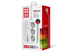 COLORWAY 3 розетки/4USB GaN3 Pro PD (2USB-A + 2 TYPE-C) (65W) White 2M | Фото 1