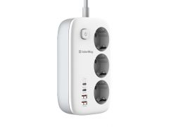 COLORWAY 3 розетки/4USB GaN3 Pro PD (2USB-A + 2 TYPE-C) (65W) White 2M | Фото 2