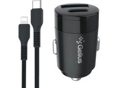 GELIUS Pro Inch Twix GP-CC010L USB+Type-C QC/PD (30 Watt) Black + Cable Type-C - Lightining | Фото 1