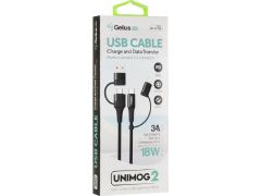 Кабель USB Gelius Pro Unimog 2 GP-UC106 4in1 (USB-A/Type to Type-C/Lightning) PD Black (18W) | Фото 3