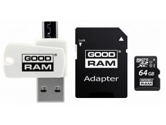 GOODRAM microSDHC 64GB (class10) UHS I + Adapter + CardReader | Фото 1