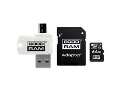 GOODRAM microSDHC  64GB UHS-I Class 10 + SD-adapter + OTG Card reader (M1A4-0640R12) | Фото 1