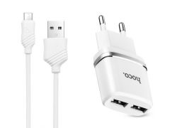 HOCO 2USB C12 White + USB Cable iPhone 6 (2.4A) | Фото 1