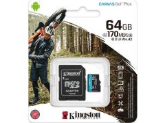 KINGSTON 64GB microSDXC C10 UHS-I U3 A2 (SDCG3/64GBSP) | Фото 1