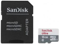 SANDISK microSDHC 16Gb Ultra (UHS-1) (R-80Mb/s) + Adapter SD | Фото 1