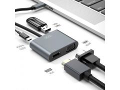 Хаб XO HUB001 4 in 1 HDMI/VGA/USB3.0 /PD Black | Фото 2