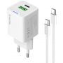 GaN Mini 20W PD Port PPS USB (Type-C PD + USB QC4.0) cable Type-C