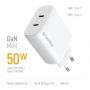 COLORWAY GaN Mini 50W PD Port PPS USB (Type-C PD 30W + Type-C PD 20W) біле