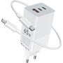 GELIUS Nimble GaN 65W GP-HC051 + кабель Type-C/Type-C White