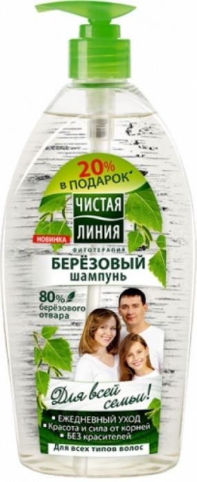 Шампунь чистая линия березовый для всех типов волос 750мл (4600702097283)