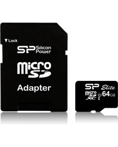 SILICON POWER microSDXC 64GB (Class 10) UHS-I Elite + Adapter