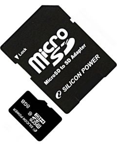 SILICON POWER microSDHC 8GB (Class 10) + Adapter