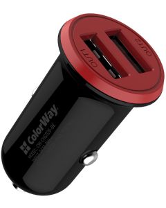 Автомобільний зарядний пристрій ColorWay 2USB AUTO ID 3.4A (17W) red/black