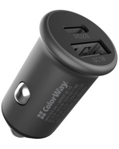 Автомобільний зарядний пристрій ColorWay 2USB (Type-C PD20W + USB QC3.0 ) (38W) Gray