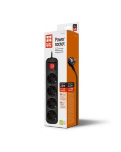 COLORWAY 4 розетки/2M Black