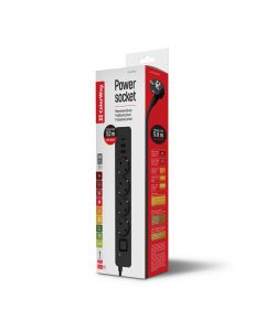 COLORWAY 4 розетки/3USB (2USB-A + 1 TYPE-C) (24W) Black 5M