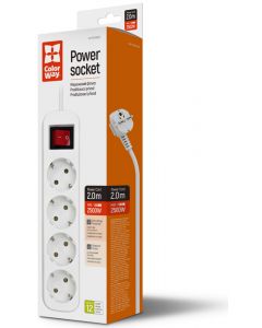 COLORWAY 4 розетки/2M White