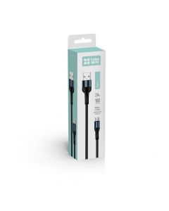 Кабель USB ColorWay CW-CBUC045-BK Type-C (nylon) 2.4А 1м чорний
