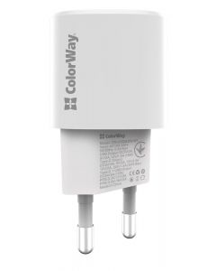 Мережевий зарядний пристрій ColorWay GaN PD Port USB PPS (Type-C PD + USB QC3.0) (33W) білий