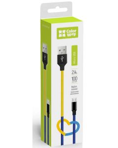 Кабель USB ColorWay microUSB (national) 2.4А 1м (синьо-жовтий)