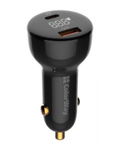 Автомобильное зарядное устройство ColorWay Power Delivery PPS USB (USB-A + USB-C) (100W) Black