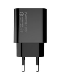 Мережевий зарядний пристрій ColorWay Type-C PD + USB QC3.0 (20W) V2 (чорне)